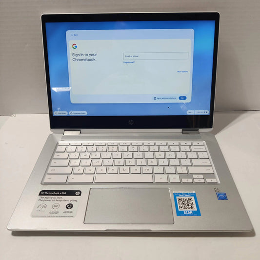 HP x360 14b-ca 14" Touchscreen 2 in 1 Chromebook N4000 4GB 64GB White/Gray, Used Excellent