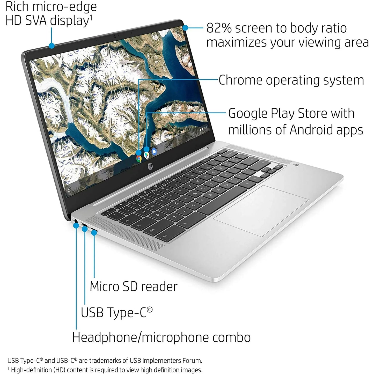 HP 14a-na 14" Chromebook N4000 / N4020 4GB 32GB Gray