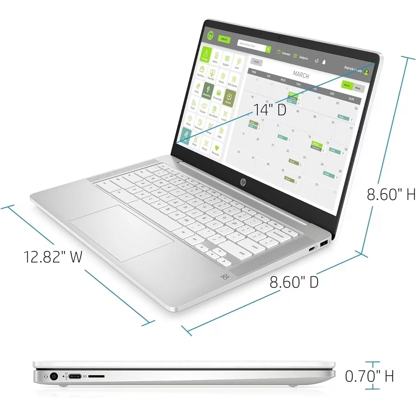 HP 14a-na 14" Chromebook N4000/N4020 4GB 32GB White / Silver