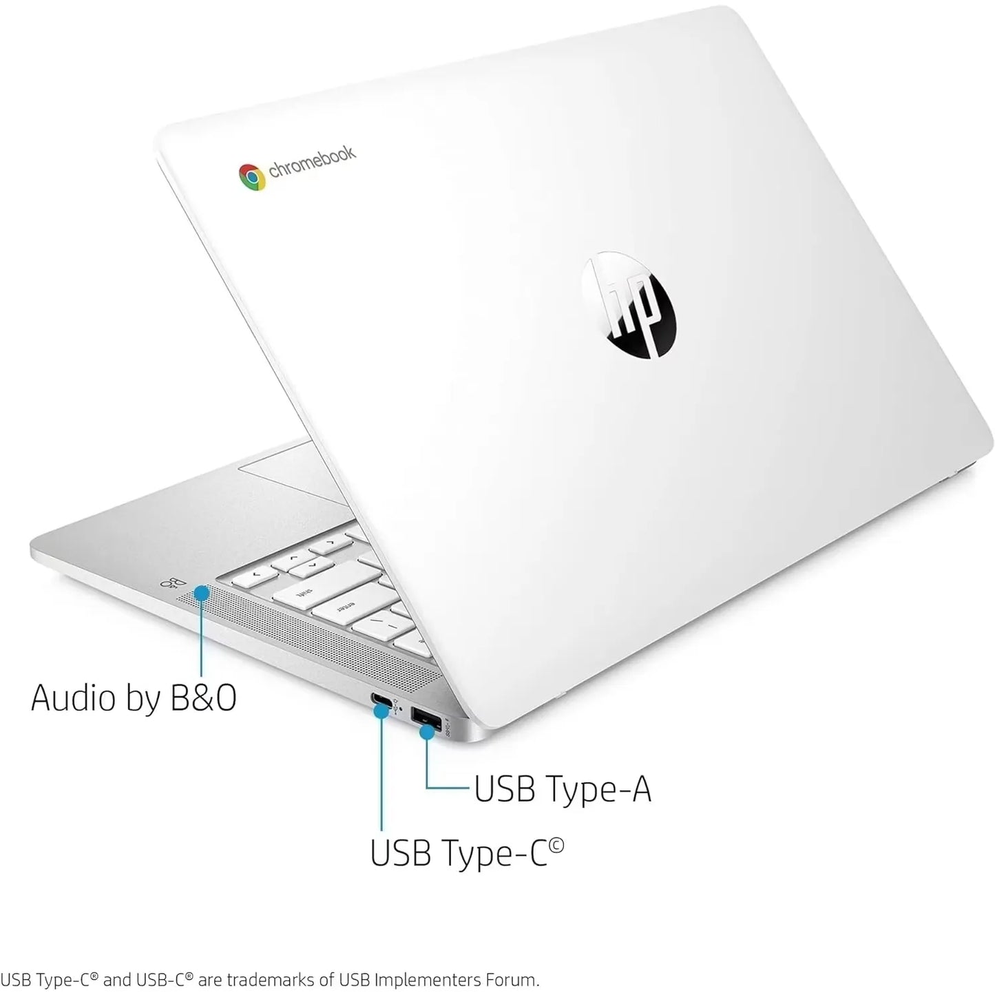 HP 14a-na 14" Chromebook N4000/N4020 4GB 32GB White / Silver