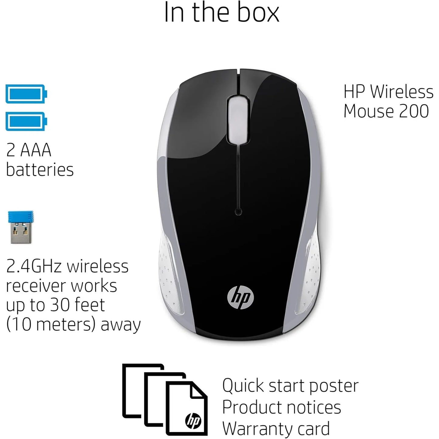 HP 200 Mouse Wireless Mouse Black/Silver New