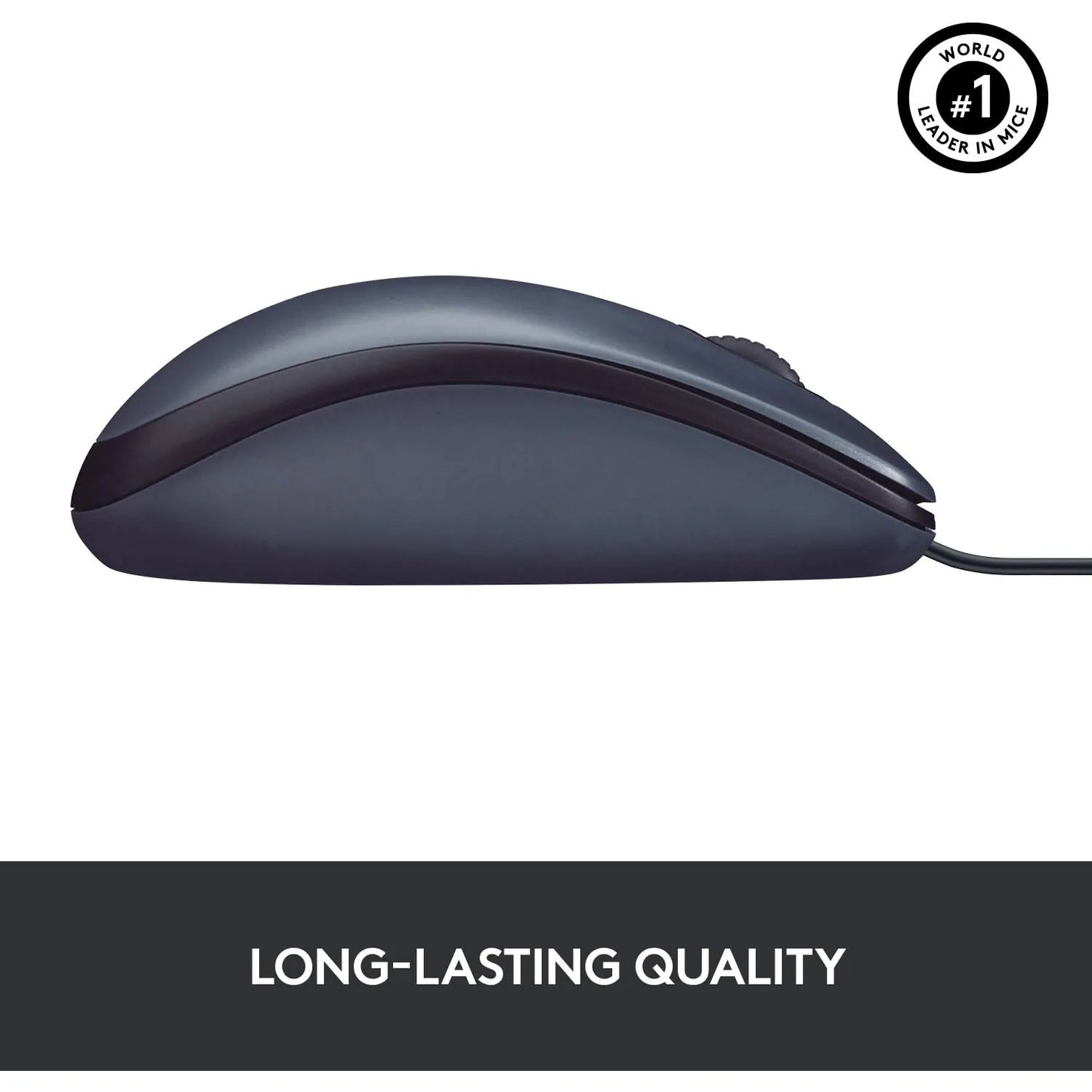 Logitech B100 2-Pack Mouse Corded Mouse, Wired USB Mouse for Computers and Laptops, Right or Left Hand Use Black New