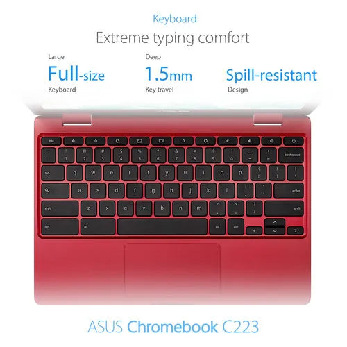 Asus C223 11.6" Chromebook Celeron N3350 4GB 32GB Red